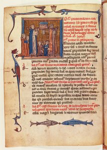 Ms 16261 fol.13v Processie van het reliekschrijn van St. Genevieve door de straten van Parijs, uit de Censier de l